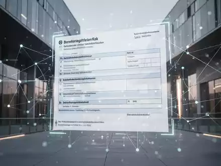 Leuchtende, abstrakte digitale Schnittstelle mit Datenlinien über modernem, minimalistischen Architekturhintergrund, symbolisiert digitale Barrierefreiheit und Finanztechnologie in Deutschland. - Foto: über boerse-global.de