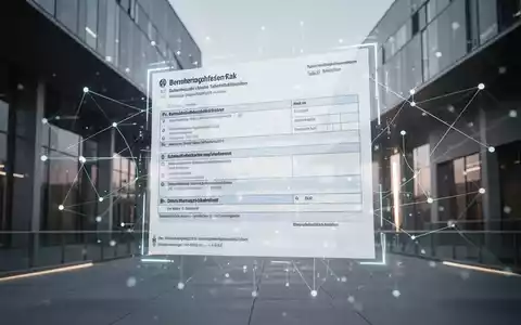 Leuchtende, abstrakte digitale Schnittstelle mit Datenlinien über modernem, minimalistischen Architekturhintergrund, symbolisiert digitale Barrierefreiheit und Finanztechnologie in Deutschland. - Foto: über boerse-global.de
