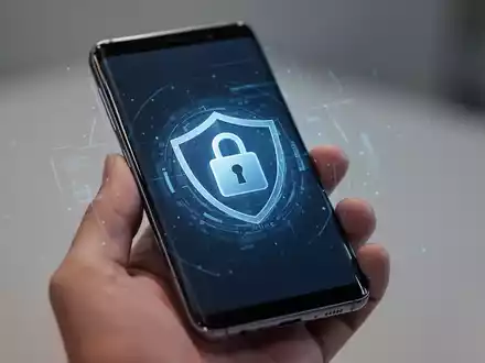 Nahaufnahme eines Samsung Galaxy Smartphones mit einem Sicherheits-Sperrsymbol auf dem Bildschirm, das Datenschutz und biometrische Sicherheit darstellt. - Foto: über boerse-global.de