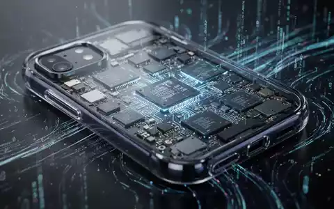 Nahaufnahme der inneren Komponenten eines futuristischen Smartphones mit leuchtenden Mikrochips und komplexer Schaltkreisstruktur. - Foto: über boerse-global.de