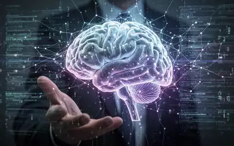 Ein abstraktes, leuchtendes neuronales Netzwerk, das teilweise von digitalen Datenströmen verdeckt wird, mit einer subtilen Hand, die Kontrolle andeutet. - Foto: über boerse-global.de