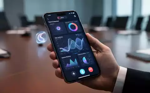 Modernes Smartphone mit KI-gestützter Konferenzansicht, gehalten in professionellem Umfeld, symbolisiert moderne Kommunikation. - Foto: über boerse-global.de