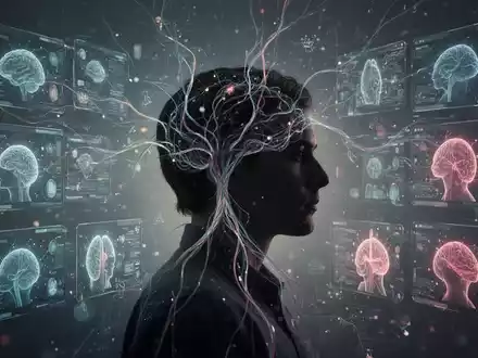 Eine Silhouette mit Gedankenlinien, die digitale und emotionale Konzepte darstellt, symbolisiert mentale Strategien gegen schlechte Gewohnheiten. - Foto: über boerse-global.de