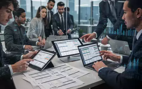 Finanzprüfer analysieren Dokumente und Daten in einem modernen Büro. Fokus auf Zusammenarbeit und Technologie im Audit-Bereich. - Foto: über boerse-global.de