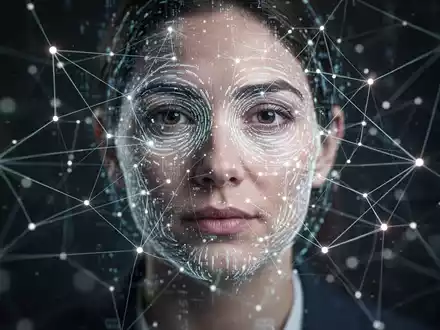 Ein abstraktes Bild, das digitale Überwachung und Datenschutz darstellt, mit einem stilisierten menschlichen Gesicht und leuchtenden Datenlinien. - Foto: über boerse-global.de