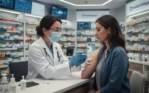 Eine Apothekerin impft einen Patienten in einer modernen Apotheke, symbolisiert die neue Apothekenreform. - Foto: über boerse-global.de