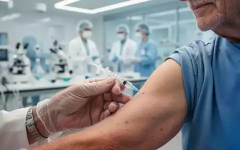Nahaufnahme eines Arms, der eine Impfung erhält, mit verschwommenem Hintergrund von medizinischem Personal in einem Labor. - Foto: über boerse-global.de