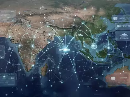 Digitales Netzwerk über einer Karte des Indischen Ozeans, das Indien und die Seychellen verbindet und digitale Zusammenarbeit symbolisiert. - Foto: über boerse-global.de