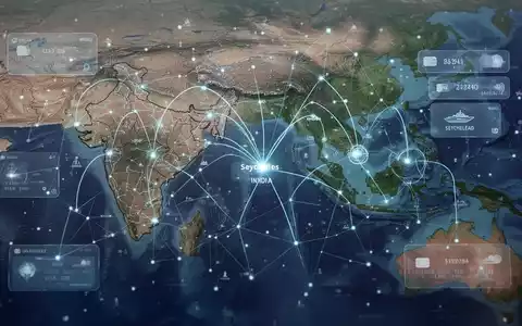 Digitales Netzwerk über einer Karte des Indischen Ozeans, das Indien und die Seychellen verbindet und digitale Zusammenarbeit symbolisiert. - Foto: über boerse-global.de