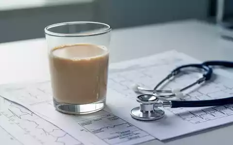Ein Glas Sojamilch, ein Stethoskop und medizinische Unterlagen auf einem Schreibtisch, die Forschung und Gesundheit symbolisieren. - Foto: über boerse-global.de