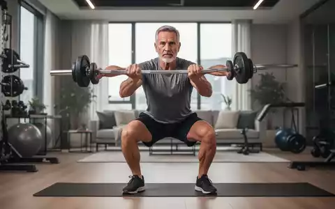 Ein fitter Mann über 50 macht eine Kniebeuge, um die Muskulatur zu stärken und die Fitness zu erhalten. - Foto: über boerse-global.de