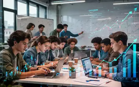 Junge Unternehmer in einem modernen Büro, die an Laptops und Whiteboards arbeiten. Finanzdiagramme sind subtil im Hintergrund zu sehen. - Foto: über boerse-global.de