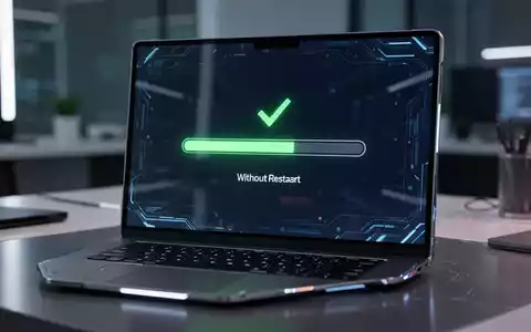 Nahaufnahme eines Laptop-Bildschirms mit erfolgreicher Update-Benachrichtigung und grünem Häkchen. - Foto: über boerse-global.de