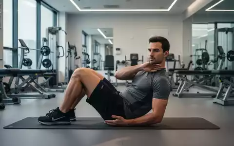 Ein Mann in Sportkleidung führt eine Beckenbodenübung in einem modernen Fitnessstudio durch, konzentriert auf innere Stärke und Haltung. - Foto: über boerse-global.de