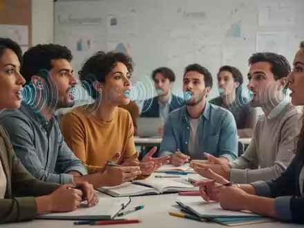 Erwachsene lernen gemeinsam in einem Klassenzimmer, was den Erwerb einer akzentfreien Aussprache symbolisiert. - Foto: über boerse-global.de