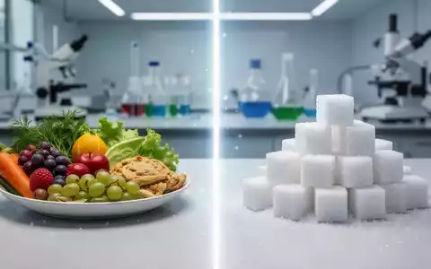 Eine Waage mit gesunden Lebensmitteln auf der einen Seite und Zuckerwürfeln auf der anderen, die ein Gleichgewicht andeutet. - Foto: über boerse-global.de