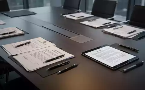 Ein Konferenztisch mit Dokumenten, Stiften und einem Tablet, das rechtliche Texte anzeigt, symbolisiert Betriebsratsarbeit und Rechtssicherheit. - Foto: über boerse-global.de