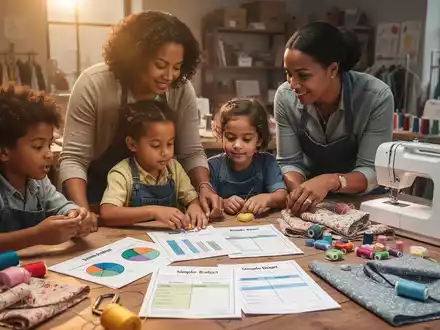 Eine Familie nimmt an einem Workshop teil, der Finanzen und Handwerk kombiniert, mit Eltern und Kindern, die zusammenarbeiten. - Foto: über boerse-global.de
