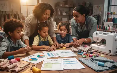 Eine Familie nimmt an einem Workshop teil, der Finanzen und Handwerk kombiniert, mit Eltern und Kindern, die zusammenarbeiten. - Foto: über boerse-global.de