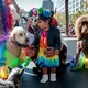 Regenbogen-Kostüme gibt es auch für Vierbeiner.  - Bild: Brontë Wittpenn/San Francisco Chronicle/AP/dpa