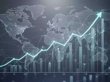 Ein stilisierter Finanzgraph, der einen Aufwärtstrend zeigt, mit einer abstrakten Darstellung globaler Märkte im Hintergrund. - Foto: über boerse-global.de