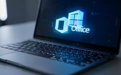 Laptop-Tastatur mit leuchtendem Microsoft-Office-Logo auf dem Bildschirm, das Software-Rabatte und Produktivität symbolisiert. - Foto: über boerse-global.de