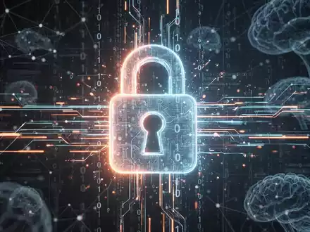 Ein stilisiertes digitales Schloss, umgeben von leuchtenden Datenströmen und Binärcode, symbolisiert Datenschutz und Cybersicherheit für KMU. - Foto: über boerse-global.de