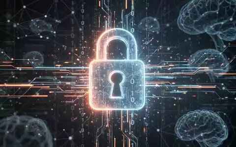 Ein stilisiertes digitales Schloss, umgeben von leuchtenden Datenströmen und Binärcode, symbolisiert Datenschutz und Cybersicherheit für KMU. - Foto: über boerse-global.de