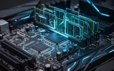 Nahaufnahme eines Computer-Motherboards mit blau leuchtenden Komponenten, symbolisiert PC-Wartung und Leistungsoptimierung. - Foto: über boerse-global.de