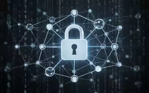 Digitales Vorhängeschloss über einem Netzwerk von Knoten, Symbol für Cybersicherheit und Störung von Malware-Operationen. - Foto: über boerse-global.de