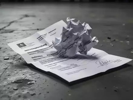 Ein zerknülltes Kündigungsschreiben oder eine Bewerbung liegt auf einem kalten Betonboden, symbolisiert Jobverlust und wirtschaftliche Unsicherheit. - Foto: über boerse-global.de
