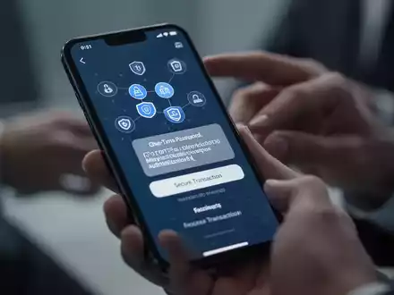 Ein Smartphone-Bildschirm zeigt eine Push-Benachrichtigung für ein Einmalpasswort (OTP), im Hintergrund unscharf Hände, die das Telefon halten. - Foto: über boerse-global.de