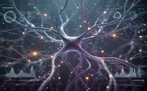 Abstrakte Darstellung von neuronalen Pfaden und Blutgefäßen, die sich verflechten, mit leuchtenden Datenpunkten und einer futuristischen KI-Oberfläche. - Foto: über boerse-global.de