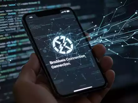 Nahaufnahme eines Smartphone-Bildschirms mit Fehlermeldung oder Verbindungsabbruch-Symbol, in einer Hand gehalten. - Foto: über boerse-global.de