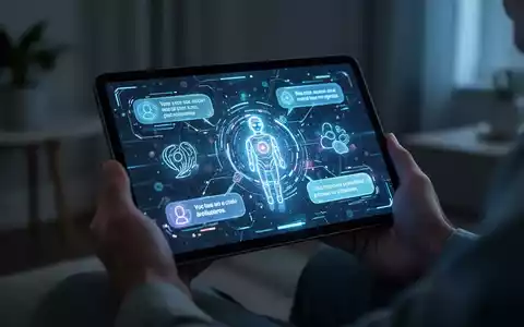 Hände halten ein Tablet mit einer leuchtenden Chatbot-Oberfläche, die psychische Gesundheitsunterstützung symbolisiert. - Foto: über boerse-global.de
