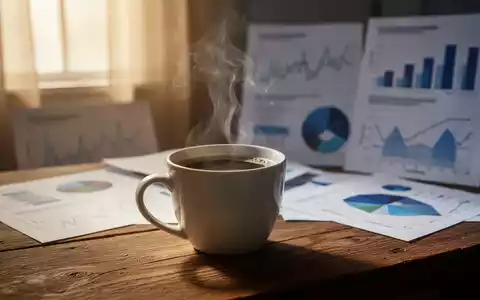 Eine dampfende Tasse Kaffee auf einem Holztisch mit unscharfen wissenschaftlichen Diagrammen im Hintergrund, die Forschung symbolisieren. - Foto: über boerse-global.de