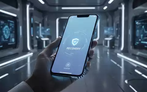 Ein futuristisches Smartphone mit minimalistischer Wiederherstellungsoberfläche, gehalten von einer Hand in einer modernen Umgebung. - Foto: über boerse-global.de