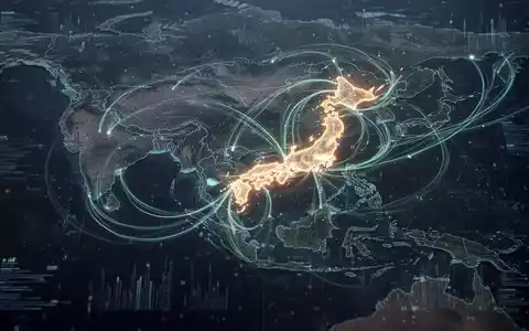 Eine stilisierte, hochtechnologische Karte des asiatisch-pazifischen Raums mit leuchtenden Linien, die Japan und China verbinden und Handelsbeschränkungen symbolisieren. - Foto: über boerse-global.de
