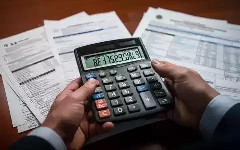 Eine Nahaufnahme einer Hand, die einen Taschenrechner hält, mit unscharfen Finanzdokumenten im Hintergrund auf einem Holztisch. - Foto: über boerse-global.de