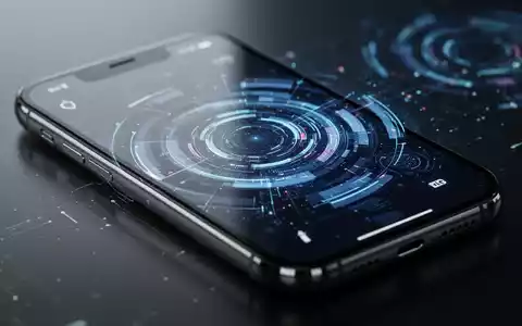 Modernes iPhone mit futuristischem User-Interface und abstrakten digitalen Grafiken, symbolisiert Technologie und Daten. - Foto: über boerse-global.de