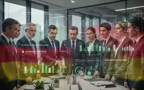 Professionelle Darstellung von Geschäftsleuten, die Nachhaltigkeitsdaten und komplexe Vorschriften auf einem Bildschirm analysieren. - Foto: über boerse-global.de