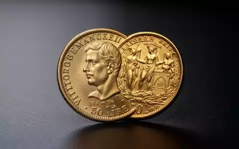 Nahaufnahme einer historischen italienischen 50-Lire-Goldmünze von 1911, die das Porträt von König Vittorio Emanuele III. zeigt. - Foto: über boerse-global.de