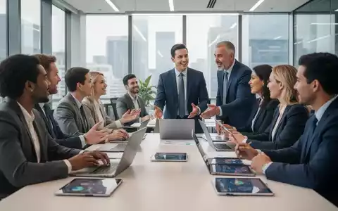 Geschäftsleute in einem modernen Büro, die an einem Tisch zusammenarbeiten, um Produktivität und innovative Führung zu symbolisieren. - Foto: über boerse-global.de