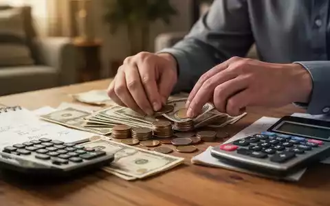 Hände sortieren Münzen und Geldscheine auf einem Tisch neben einem Taschenrechner und Notizen, was finanzielle Planung symbolisiert. - Foto: über boerse-global.de