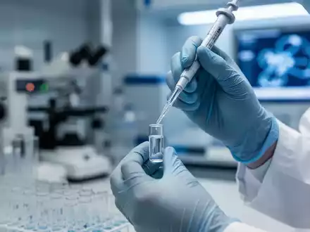 Nahaufnahme der Hände eines Wissenschaftlers, der in einem Labor eine Flüssigkeit in ein Fläschchen pipettiert, mit verschwommenem Hintergrund. - Foto: über boerse-global.de