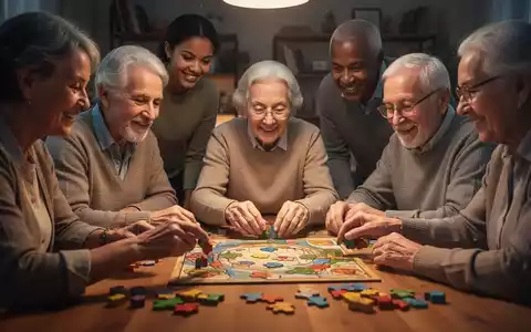 Eine Gruppe von Menschen unterschiedlichen Alters, die gemeinsam an einem Brettspiel oder Puzzle teilnehmen, symbolisiert Gedächtnistraining. - Foto: über boerse-global.de