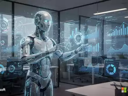 Leuchtende digitale Agentenfigur interagiert mit abstrakten Finanzdaten und ERP-Schnittstellen, symbolisiert Automatisierung und Effizienz. - Foto: über boerse-global.de