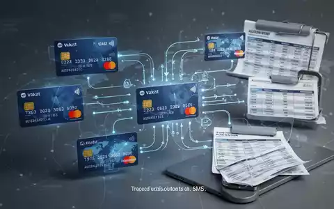 Eine grafische Darstellung von vernetzten Zahlungskarten, digitalen Plattformen und Buchhaltungsbüchern, die integrierte Geschäftsreisezahlungen symbolisieren. - Foto: über boerse-global.de
