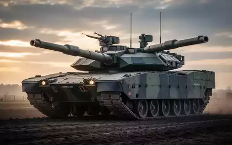 Ein moderner Leopard 2 A8 Panzer auf einem Militärübungsplatz bei Sonnenaufgang, symbolisiert hohe Staatsinvestitionen in die Verteidigung. - Foto: über boerse-global.de