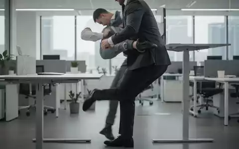 Eine Person in Business-Kleidung macht eine Core-Übung an einem Stehpult in einem modernen Büro. - Foto: über boerse-global.de